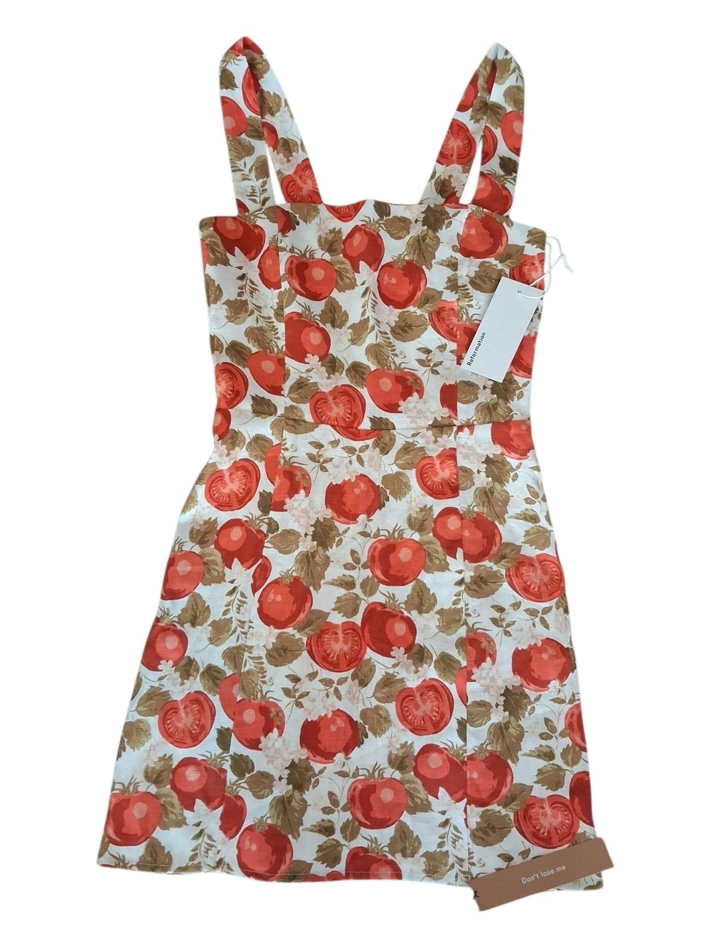 Reformation White Cotton Sundress with Red Tomato Print - Picture 2 of 4